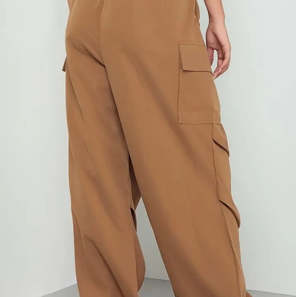 Women's solid elastic drawstring ruched wide leg cargo trousers size 2XL - Picture 4 of 7